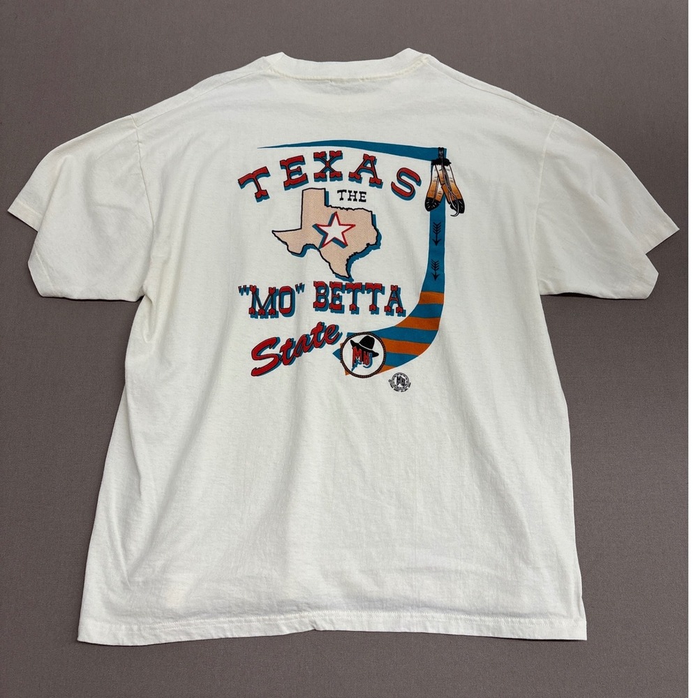 Vintage Hanes Heavyweight Texas The Mo Betta State T-Shirt White XL USA Fabric
